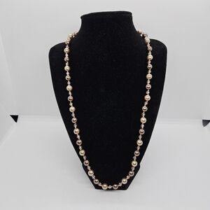 RMN Roman brown gold pink faux pearl necklace